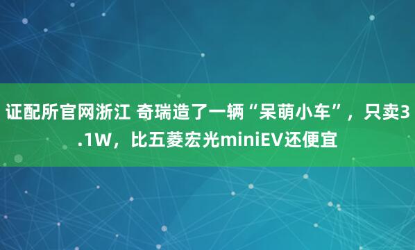 证配所官网浙江 奇瑞造了一辆“呆萌小车”，只卖3.1W，比五菱宏光miniEV还便宜